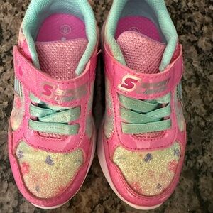 Skechers Kids' Glittery Pink and Mint Sneakers